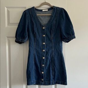 Casual Denim Button-Front Mini Dress